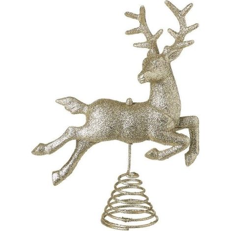 Prancing Gold Glitter Deer Tree Topper