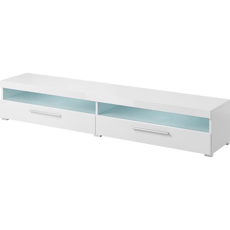 Mobile TV XL 200cm collezione BOMBAY. Colore bianco lucido. Illuminazione LED multicolore. (1/3)