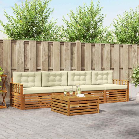 vidaXL Outdoor-Sofagarnitur mit Kissen 5 pcs Natur und Creme (1/5)