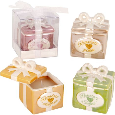 ETM Gift Candela Ass. 7 x 7 Cm H 8 Cm Bomboniera con Box 1 Pz