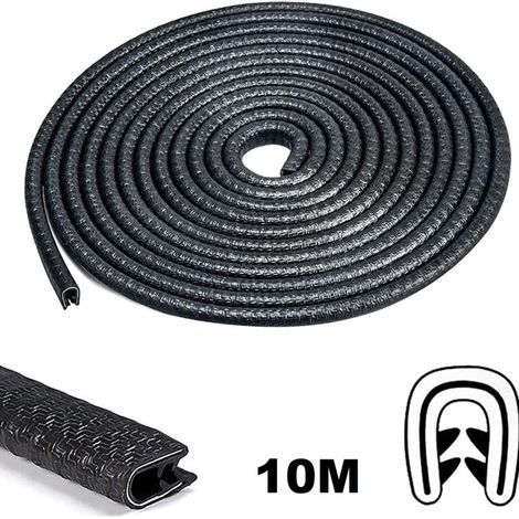Ruban de protection en caoutchouc noir 10 m – Forme de U sans adhésif – Résistant à l'usure pour bords de portières – Installation rapide