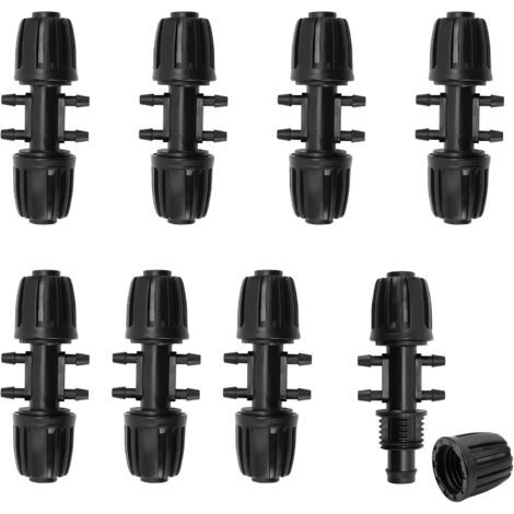 Lot de 8 Lock Connecteurs en T Barbelés 6-Voies Connecteur de Tuyau D'irrigation de Jardin pour Tube 13/16 mm à 4/7 mm Connecteur D'irrigation Goutte à Goutte pour Jardin Pelouse (1/5)