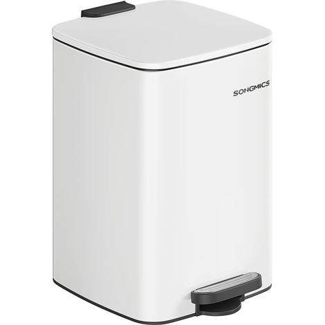 Songmics – Poubelle à pédale 20 L en acier – Seau intérieur pratique – Fermeture douce – Antidérapante – Dimensions 34x28,5x40,4 cm – Blanc (1/5)