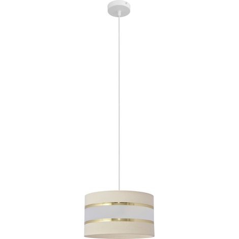 Helam HELEN Plafonnier Suspension Cylindrique Ecru, Doré, Blanc 25cm