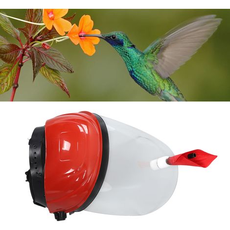Tragbarer und verstellbarer Gesichtsfutterspender für ausgewachsene Kolibris, für den Außenbereich, mit abnehmbarem Helm und 1 Blume. (1/5)