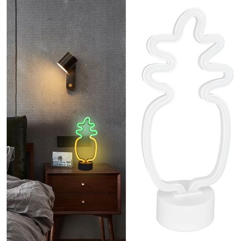 Veilleuse néon ananas à piles, lampe décorative artistique pour enfants, idéale pour la chambre, la salle à manger, le bureau, les mariages et les fêtes. Lumière verte et chaude. (1/5)