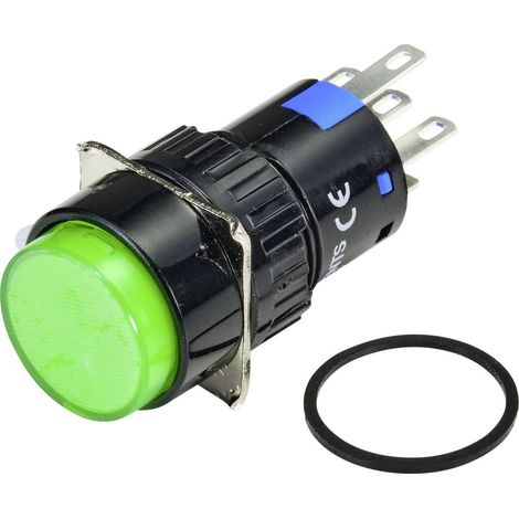 TRU COMPONENTS TC-9219048 Pulsante illuminato 250 V/AC 3 A 1 x On / (Off) Momentaneo Verde (Ø) 18 mm IP65 1 pz. (1/2)