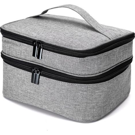 Sac de couture, sac de rangement pour outils de couture, double étui à accessoires de couture pour aiguilles, fil et autres matériaux de couture (paquet seulement), grand/gris (1/5)