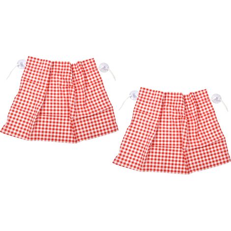 Lot de 2 rideaux pare-soleil latéraux anti-UV pour voiture, motif quadrillé, avec ventouses - Grille rouge (1/5)