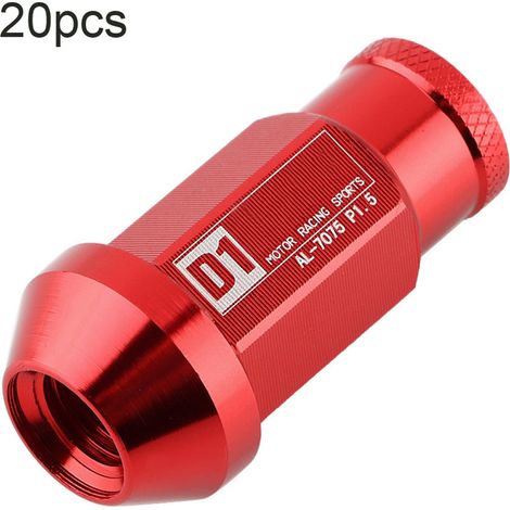 M12x1,5 Aluminium-Radmuttern für Autoreifen, Rennschraubensatz, rote Farbe, leichte und robuste Befestigung. (1/5)