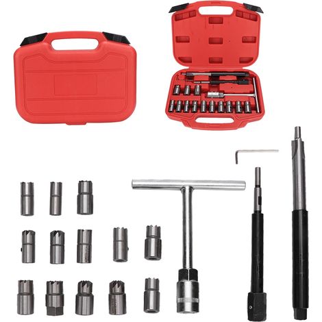 Kit de 17 pièces Fraise à siège d'injecteur Diesel, Outil de coupe universel pour voiture (1/4)
