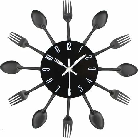 Horloge murale cuisine 3D amovible, design moderne créatif, sticker mural miroir déco maison, horloge adhésive noire (1/4)