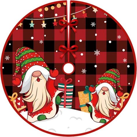 Tapis de sapin de Noël ronds rouges, tapis de sapin de Noël décoratifs, protection pour sapin, pommes de pin, décorations de Noël, tapis pour sapin (1/5)