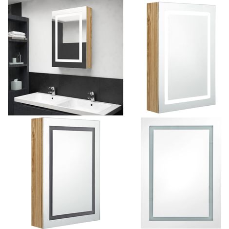 LED-Spiegelschrank fürs Bad Eichenoptik 50x13x70 cm - LED-Spiegelschrank - Badezimmermöbel - Spiegelkommode - Wandspiegel - Make-up-Spiegel - Home & Living