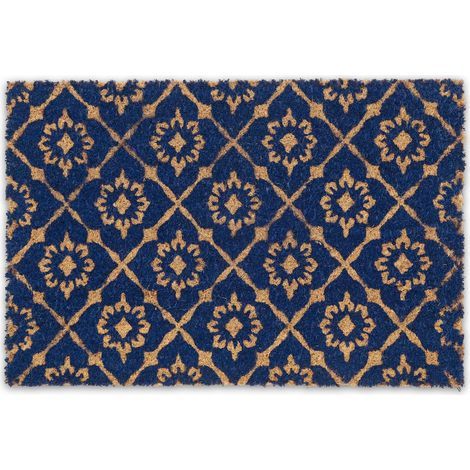 Felpudo antideslizante con diseño acogedor 75 x 45 cm de fibras de coco marrón 130011401 (1/5)