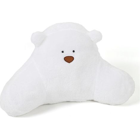 Coussin de voiture mignon en forme d'ours, fabriqué en peluche douce et confortable, soulage la pression, accessoire d'intérieur de voiture, support lombaire pour le conducteur, ours blanc. (1/5)