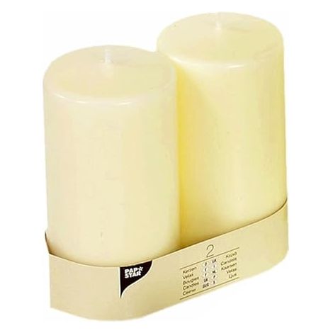 PAPSTAR 15363 2 X BOUGIE CYLINDRIQUE Ø 80 X 150 MM IVOIRE (1/3)