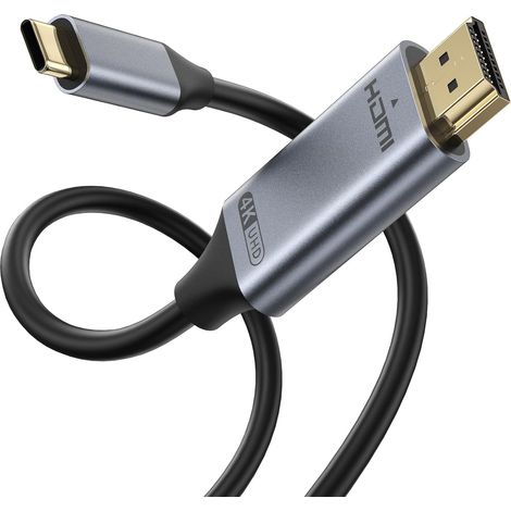 Câble USB-C vers HDMI 4K (2 m) – Compatible Thunderbolt 4/3 – Sortie 4K @30 Hz – Pour MacBook Pro/Air, iPad Pro, Galaxy S23/S22/S21, Surface Pro (1/5)