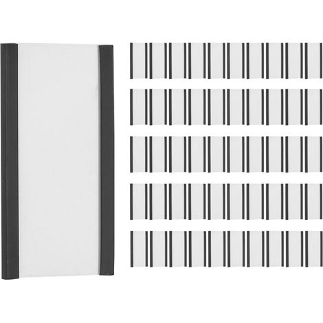 50 PièCes SéRies Porte-éTiquettes MagnéTiques avec Porte-Cartes de DonnéEs Protecteurs en Plastique Transparent pour éTagèRe MéTal (1 X 2 Pouces) (1/4)