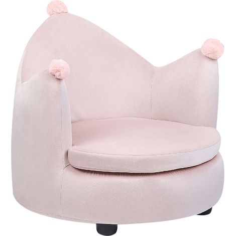 Kids Armchair Crown VEGA Velvet Pastel Pink
