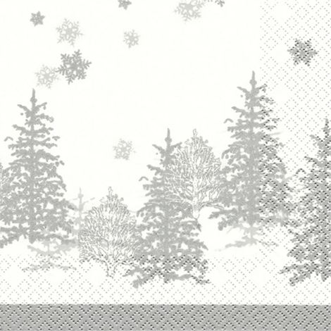 Lot de 20 serviettes papier sapin argent