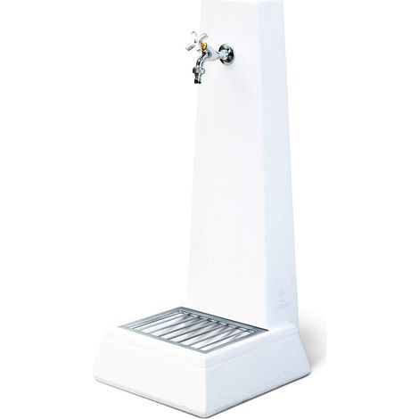Fontana da Giardino Senza Rubinetto in Cemento Granulato di Marmo Oslo Bianco