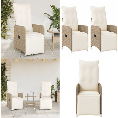 Gartensessel mit Kissen 2 Stk. Verstellbar Beige Poly Rattan - Gartenstuhl - Lounge Chair - Liegesessel - Rattan Sessel - Gartenmöbel - Home & Living (1/5)