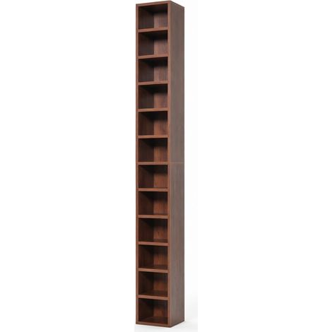 Torre de almacenamiento para CD de 175 cm, color marrón, MDF y aglomerado (1/5)