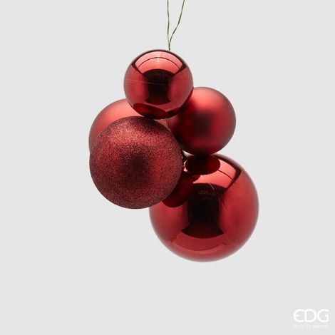 EDG Enzo De Gasperi Grappolo Palla Natale Pvc 5 Pz Burgundy (1/3)