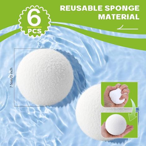 Flottant Absorbeur d'éponge de Piscine, 7.5 cm Absorbeurs de Piscine, Boule D'élimination D'écume, Eponge Anti Mousse Spa, Boules Absorbantes pour Piscine, Spas, Bains à Remous (1/3)