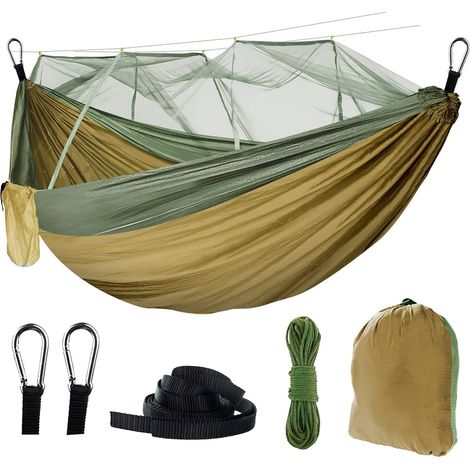 Hamac d'extérieur avec moustiquaire : hamac de camping ultra léger, séchage rapide, tapis de voyage avec 2 boucles en fer, 1 sangle, 1 sangle en nylon, 1 sangle de transport de 300 kg (1/5)