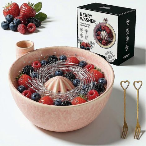 Bol en céramique bol à fruits à rotation automatique avec centre surélevé et trous de drainage bol à laver D (1/5)