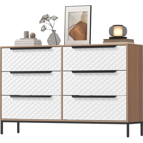 Aros Commode 6 tiroirs en tissu rangement blanc naturel (1/5)