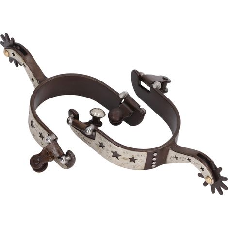 1 Paire d'Éperons de Cheval Vintage en Laiton Brun avec Motif Étoile en Acier Inoxydable (1/5)
