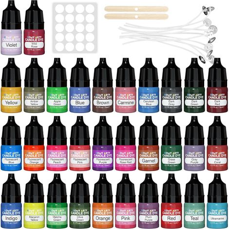 Colorant Bougie – 32 Couleurs, Liquide Colorant pour Bougie Naturelle, Très Concentré, À Base D'huile, Colorant de Bougie pour La Cire de Soja, Fabrication de Bougies - 5 ml (1/5)