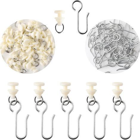 40-mm-I-Träger-Rollen + 40 S13-Haken, Gardinenschienen-Set mit PVC-Perlenzubehör und geräuschlosen Rollen. (1/5)
