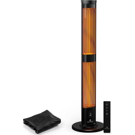 Blumfeldt BlazeTower Free-Standing Infrared Heater - 3000W, Adjustable Heat Settings, Weatherproof IP45, Tip-Over Protection, Remote Control, 24-Hour Timer, Aluminium Design, Oxford Cover