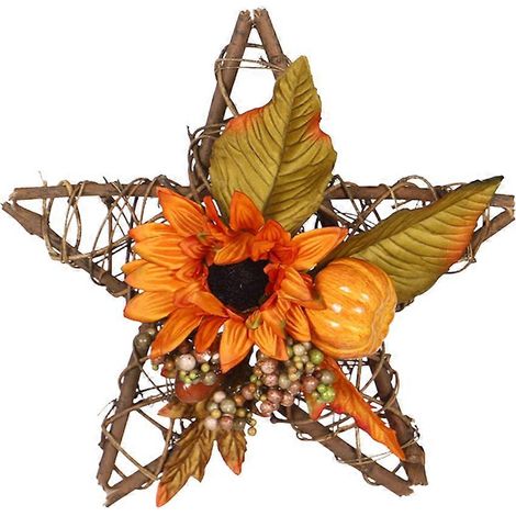 Décoration murale en rotin et osier en forme d'étoile, lot de 3, orange (1/5)