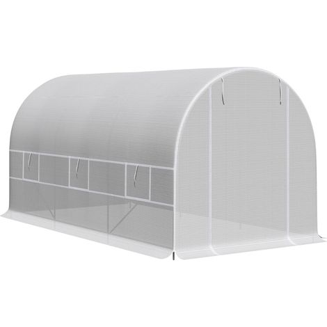 Invernadero, 400 cm x 200 cm x 200 cm, tejido de PE reforzado, estructura de acero galvanizado, diseño ventilado, apto para hortalizas y flores. (1/5)