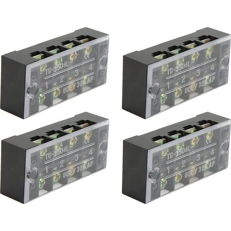 4 borniers à vis double rangée haute intensité avec couvercle, 600 V, 35 A, 4 positions (3504) (1/5)