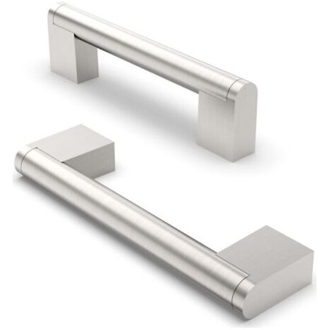 10 pezzi maniglie per mobili, spaziatura fori 96 mm, maniglie per mobili in acciaio inossidabile, maniglie per armadi, maniglie per mobili da cucina - nichel spazzolato (1/4)