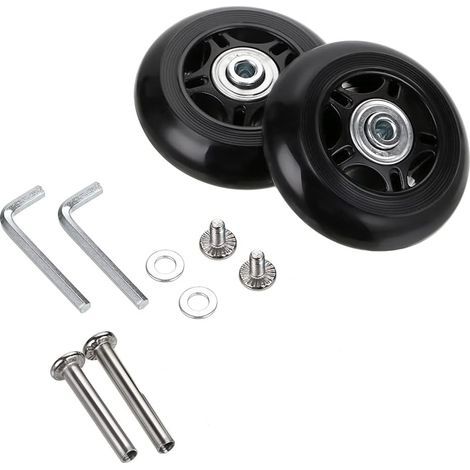 BBPETOPE Lot de 2 roulettes de rechange pour valises 70 x 24 mm – Caoutchouc et métal – Installation facile – Compatible meubles et fauteuils roulants