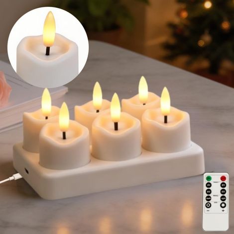 Irovami Bougies LED rechargeables – lot 6, télécommande, scintillant, USB, mariage (1/5)