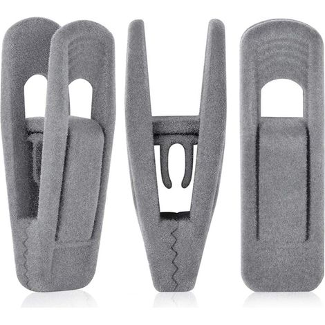 Pinzas para ropa de terciopelo para perchas de terciopelo – 20 pinzas antideslizantes grises para ropa de terciopelo, pinzas para pantalones de terciopelo, adecuadas para perchas finas de terciopelo. (1/5)