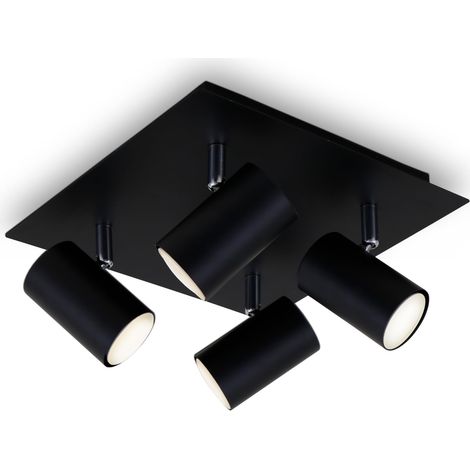 pivotant, plafond, plafonnier à 4 lampes, GU10, max. 40 watt, noir (1/5)