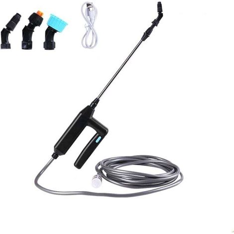 Pulverizador eléctrico, pulverizador eléctrico para techos con lanza telescópica, pulverizador de jardín recargable por USB, pulverizador de jardín portátil con boquillas y manguera de 3 m -Crezuo