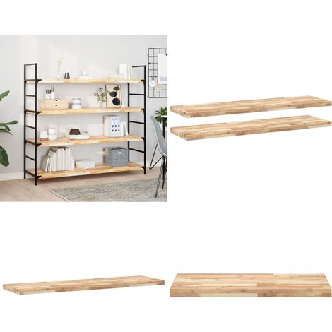 Schweberegale 2 Stk. 160x40x4 cm Massivholz Akazie Unbehandelt - Akazienholz - Wandregal (1/5)