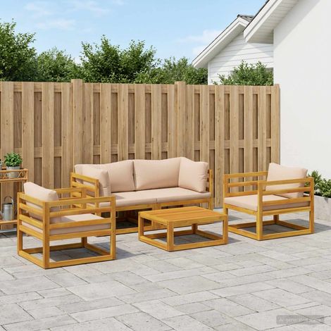 vidaXL Juego de salón de jardín modular de 5 piezas Natural (1/5)