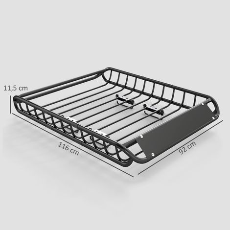 Dachgepäckträger Universal Dachkorb mit Windschutz, bis 150 kg, 116 x 92 x 11,5 cm für SUV Trucks Schwarz (1/5)