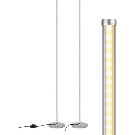 EDISHINE Lot de 2 lampadaires sur pied LED – Intensité variable en continu – Lumière blanc chaud 3000K – Argenté